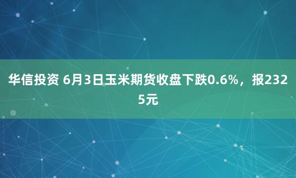 华信投资 6月3日玉米期货收盘下跌0.6%，报2325元