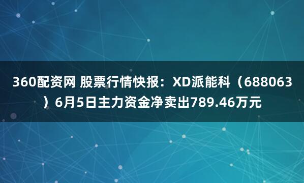 360配资网 股票行情快报：XD派能科（688063）6月5日主力资金净卖出789.46万元