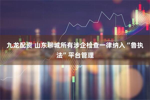 九龙配资 山东聊城所有涉企检查一律纳入“鲁执法”平台管理