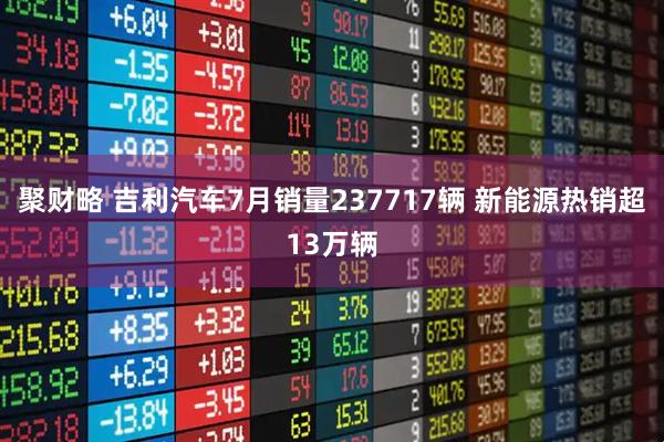 聚财略 吉利汽车7月销量237717辆 新能源热销超13万辆