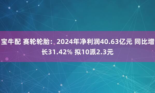 宝牛配 赛轮轮胎：2024年净利润40.63亿元 同比增长31.42% 拟10派2.3元