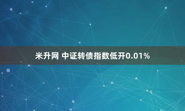 米升网 中证转债指数低开0.01%